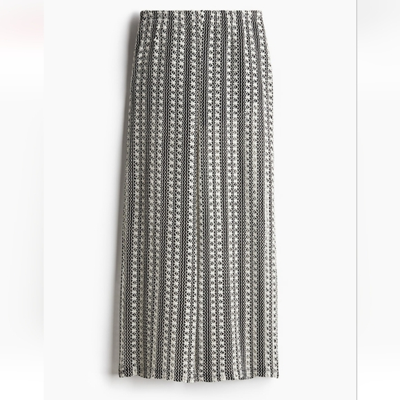 H&M Crochet Black And Ivory Striped Pants Size L SUMMER VIBEZ - Picture 3 of 6